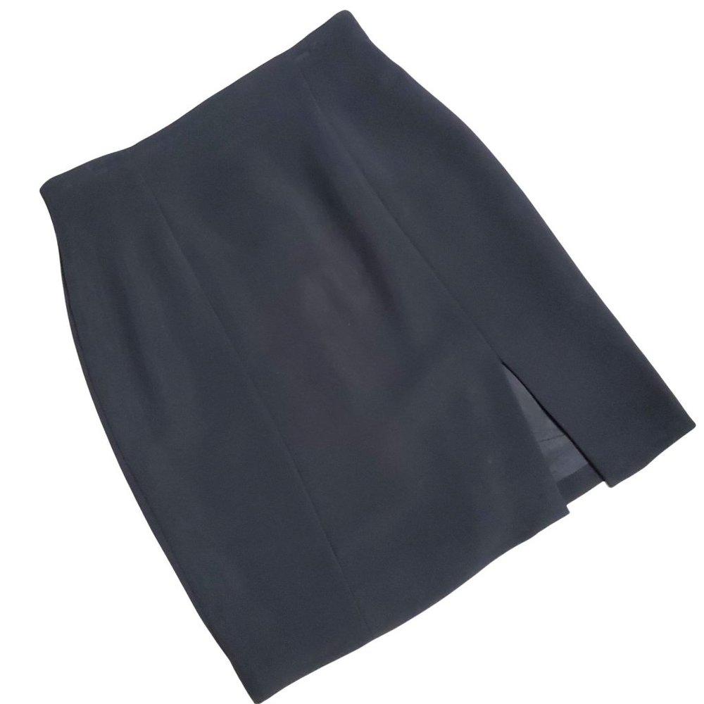 Gianni Sport Black Vintage Lined Front Slit Knee Length Pencil Skirt Size 10 USA